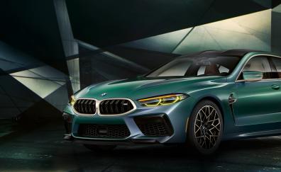 2020 car, BMW M8 Gran Coupe First Edition, green car