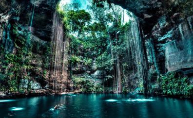 Cave, pool of water, nature
