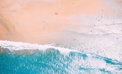 Blue sea, beach, sunny day, aerial shot, summer