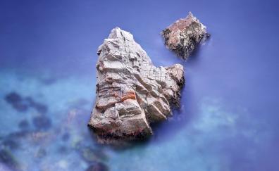Big rock, coast, aerial view, stock photo of macOS