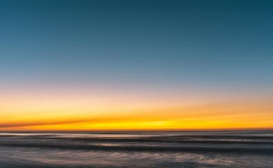 Blur, sunset, beach, sea, sky