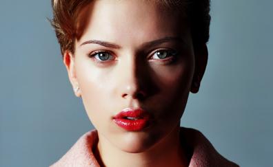 Red lips, Scarlett Johansson, actress