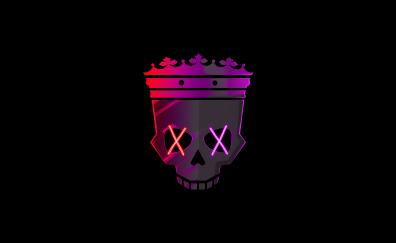 Skull with crown, minimal and dark