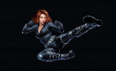 Black Widow, marvel comics, superheroes, black costume