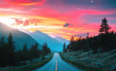 Hill Station, Road, sunset, highway