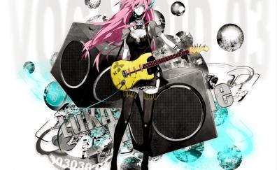 Guitar, Megurine Luka, Vocaloid, anime girl