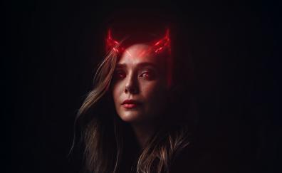 Scarlet Witch, red glowing eyes, art
