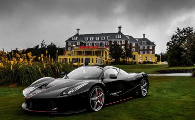 Black car, Ferrari LaFerrari Aperta, supercar