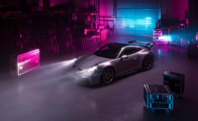 Cyberpunk Porsche 992 GT3, sportcar, 2022