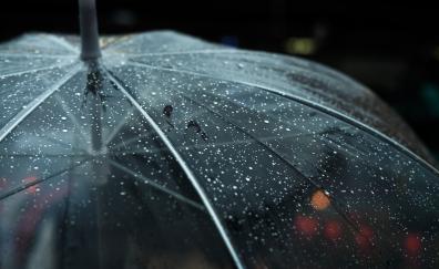 Umbrella, bokeh, rain, drops