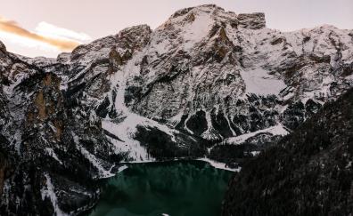 Dolomites, lake, Italy, forest, nature, mountains