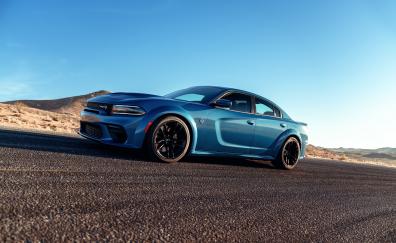 Blue car, Dodge Charger SRT Hellcat, 2019