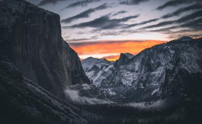 Yosemite Valley, dark, evening, forest