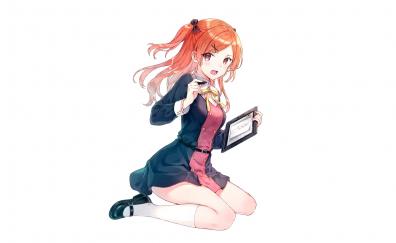 Anime girl, cute, pen and tablet