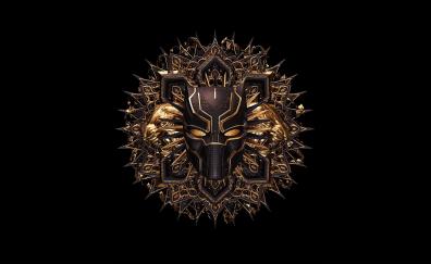 Black panther, minimal and golden masks, 2023