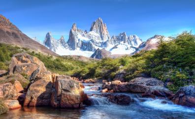 Fitz Roy Mountain, Patagonia, glacier mountains, Argentina