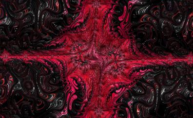 Fractal, glitch art, red and black, abstract