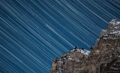 Star trail, nature, night, swiss alps