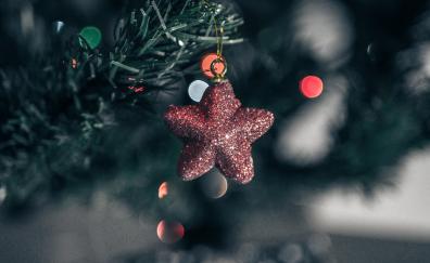 Stars, Christmas, tree, bokeh, blur, decorations, 2017