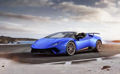 Lamborghini Huracán, 2018, speedster, blue sports car