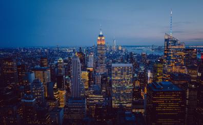 City, New York, evening, cityscape, metropolis