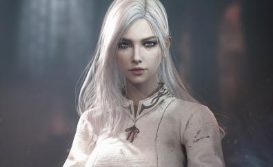 Fantasy, white hair woman, beautiful
