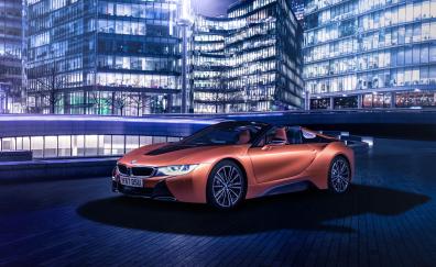 Sports car, convertible, BMW i8, orange