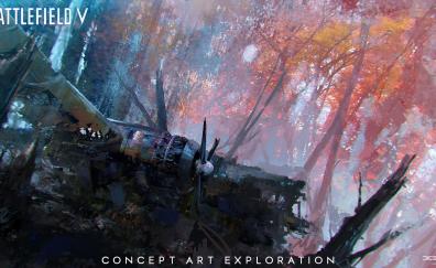 Wreck, aircraft, Battlefield 5, concept art
