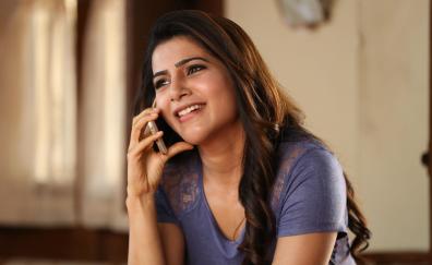 Samantha Prabhu, Indian model, smile, talking on phone