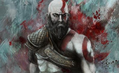Warrior, kratos, video game, art