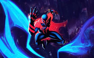Spiderman 2099, futuristic hero, art