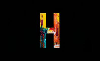 H alphabet, colorful, dark art