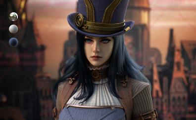 Beautiful Caitlyn in hat, LOL, online game's beautiful character