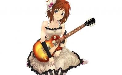 Guitar and Yui Hirasawa, K-ON!, anime, cute anime girl