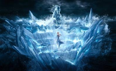 Frozen movie, snow horse, sea ride