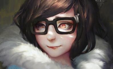 Mei, overwatch, short hair, online game, art
