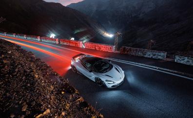 White car, on-road, top view, McLaren 720S