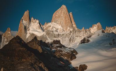 Nature, mountains, glacier, Fitz Roy, Argentina