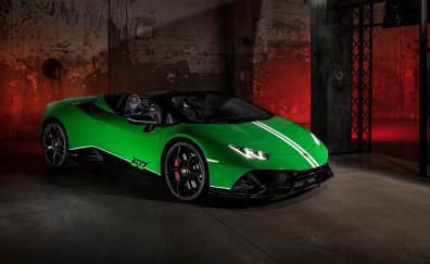 Lamborghini Huracan EVO spyder, convertible car, green