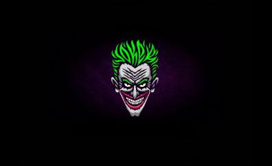 Joker, face, green hair, minimal