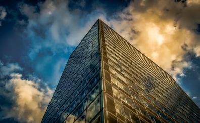 Modern architecture, building, clouds, sky, tower