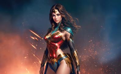 Wonder Woman, warrior of the Amazon, beautiful, art