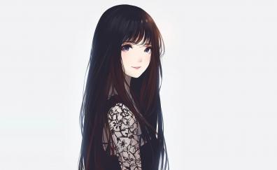 Cute, long hair, blue eyes, anime girl, original, artwork