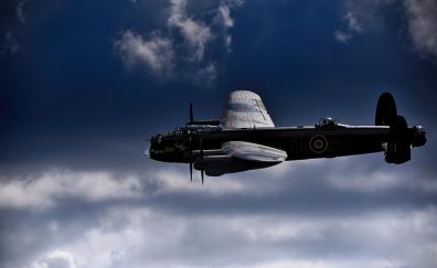 Avro Lancaster, fighter airplane, aircraft, military, sky