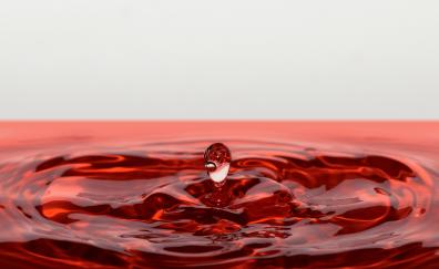 Red drop, ripple, splash, macro