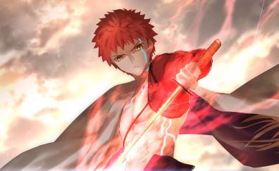 Sword of Fire, anime boy, warrior, Fate/Grand Order