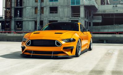 Yellow Ford Mustang GT, 2020
