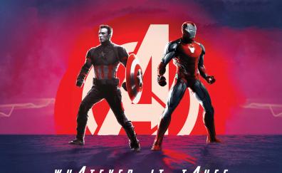 Captain America, Iron Man, Avengers: Endgame, movie, art