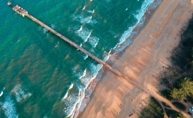 Pier, beach, beautiful,a aerial view