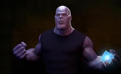 Thanos, holding Tesseract, villain, artwork
